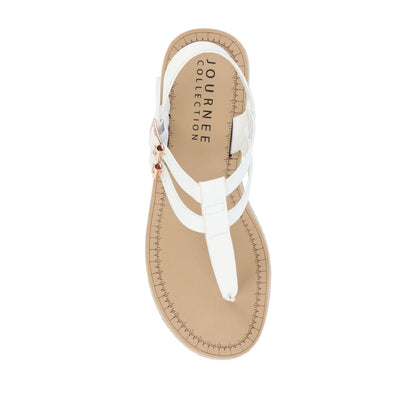 Journee BIANCA WEDGE HEELED SANDALS IN CLASSIC COLORS - White