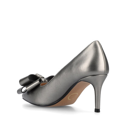 Journee CRYSTOL STILETTO PUMP HEELS IN VEGAN LEATHER - Pewter