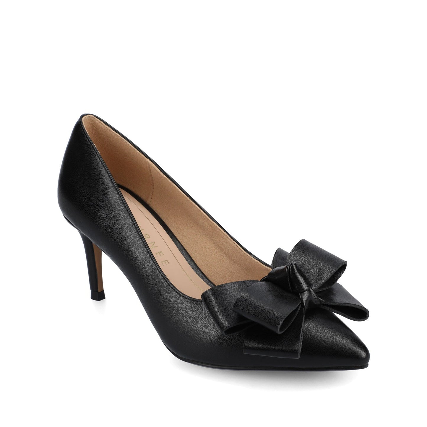 Journee CRYSTOL STILETTO PUMP HEELS IN VEGAN LEATHER - Black