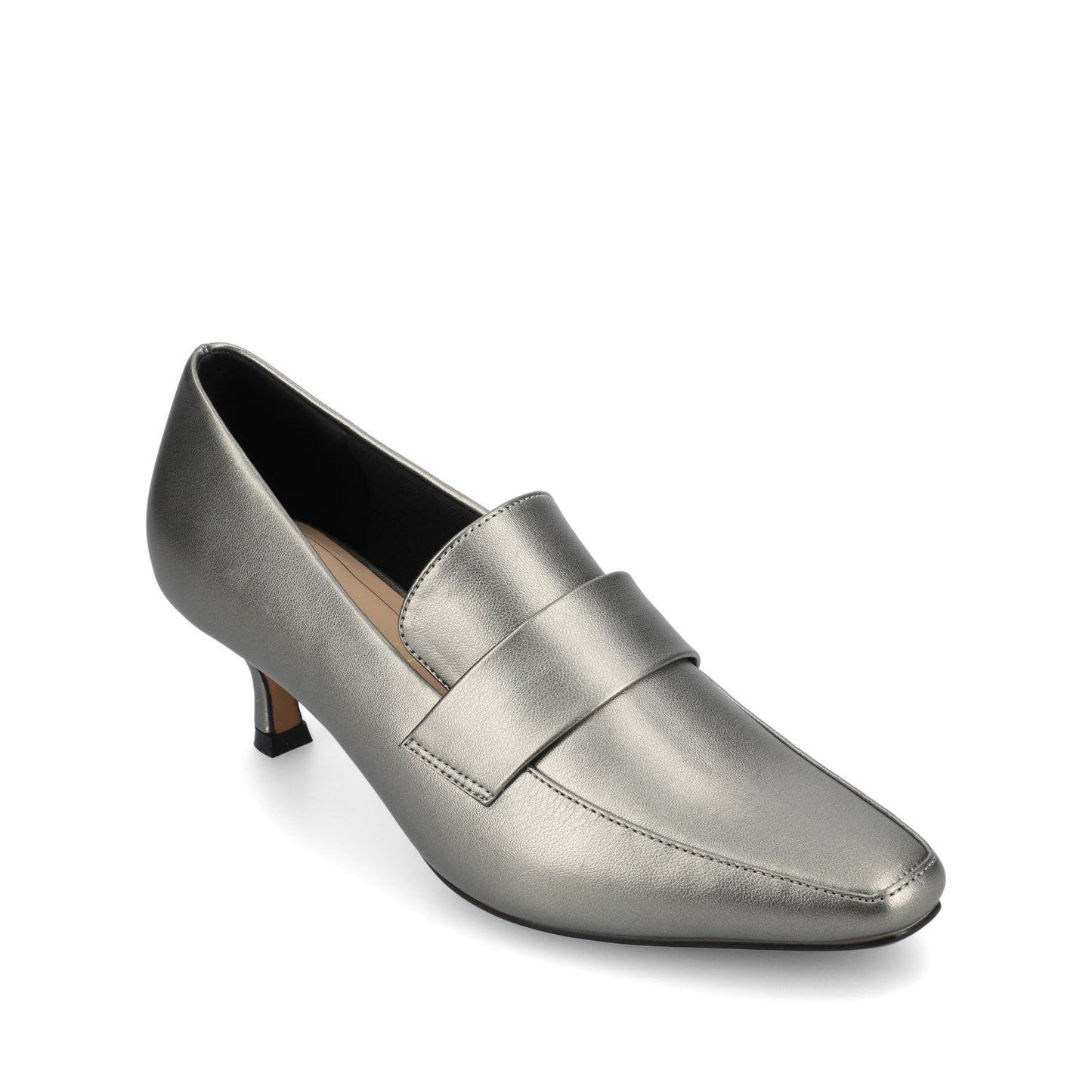 Journee CELINA KITTEN LOAFER HEELS IN CROCO STATEMENT - Pewter