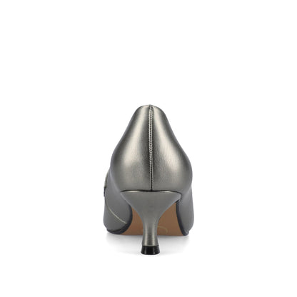 Journee CELINA KITTEN LOAFER HEELS IN CROCO STATEMENT - Pewter