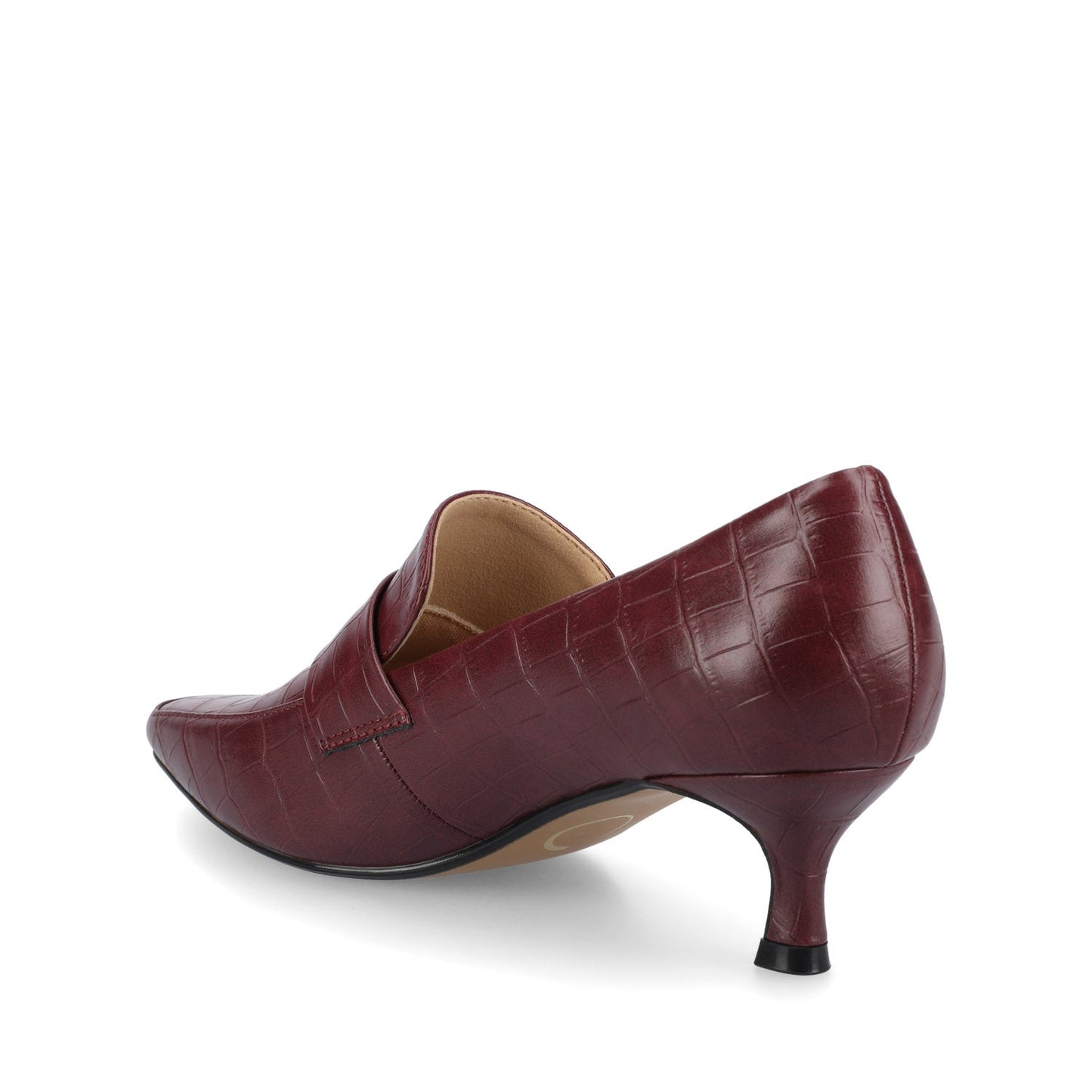 Journee CELINA KITTEN LOAFER HEELS IN CROCO STATEMENT - Oxblood Nubuck