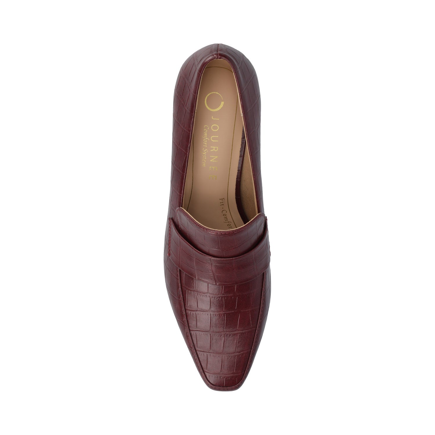 Journee CELINA KITTEN LOAFER HEELS IN CROCO STATEMENT - Oxblood Nubuck