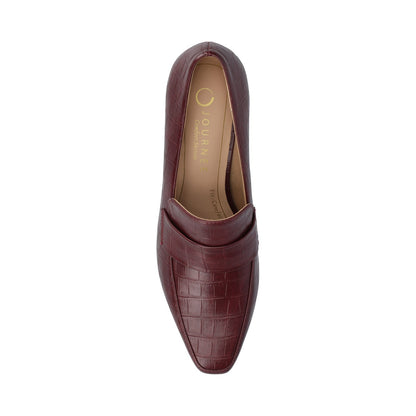 Journee CELINA KITTEN LOAFER HEELS IN CROCO STATEMENT - Oxblood Nubuck