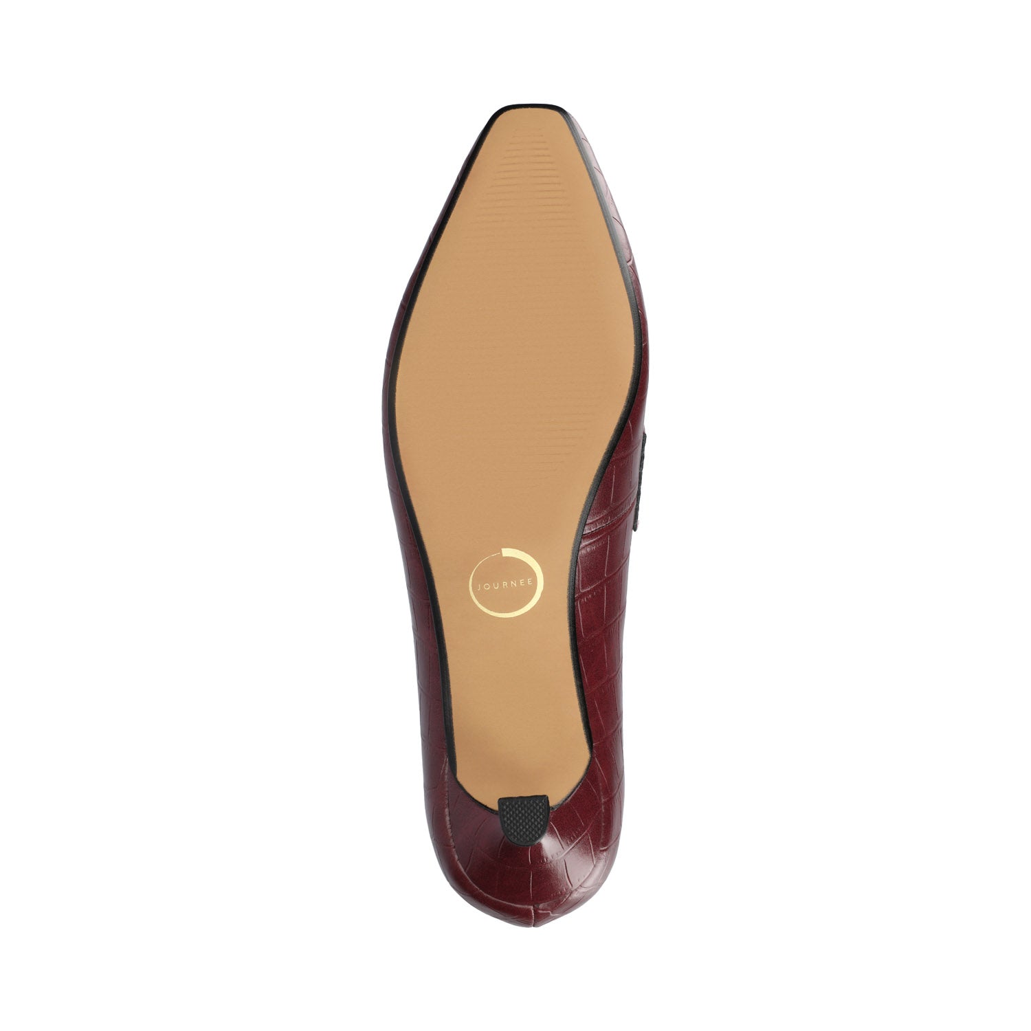 Journee CELINA KITTEN LOAFER HEELS IN CROCO STATEMENT - Oxblood Nubuck