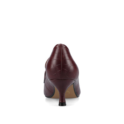 Journee CELINA KITTEN LOAFER HEELS IN CROCO STATEMENT - Oxblood Nubuck