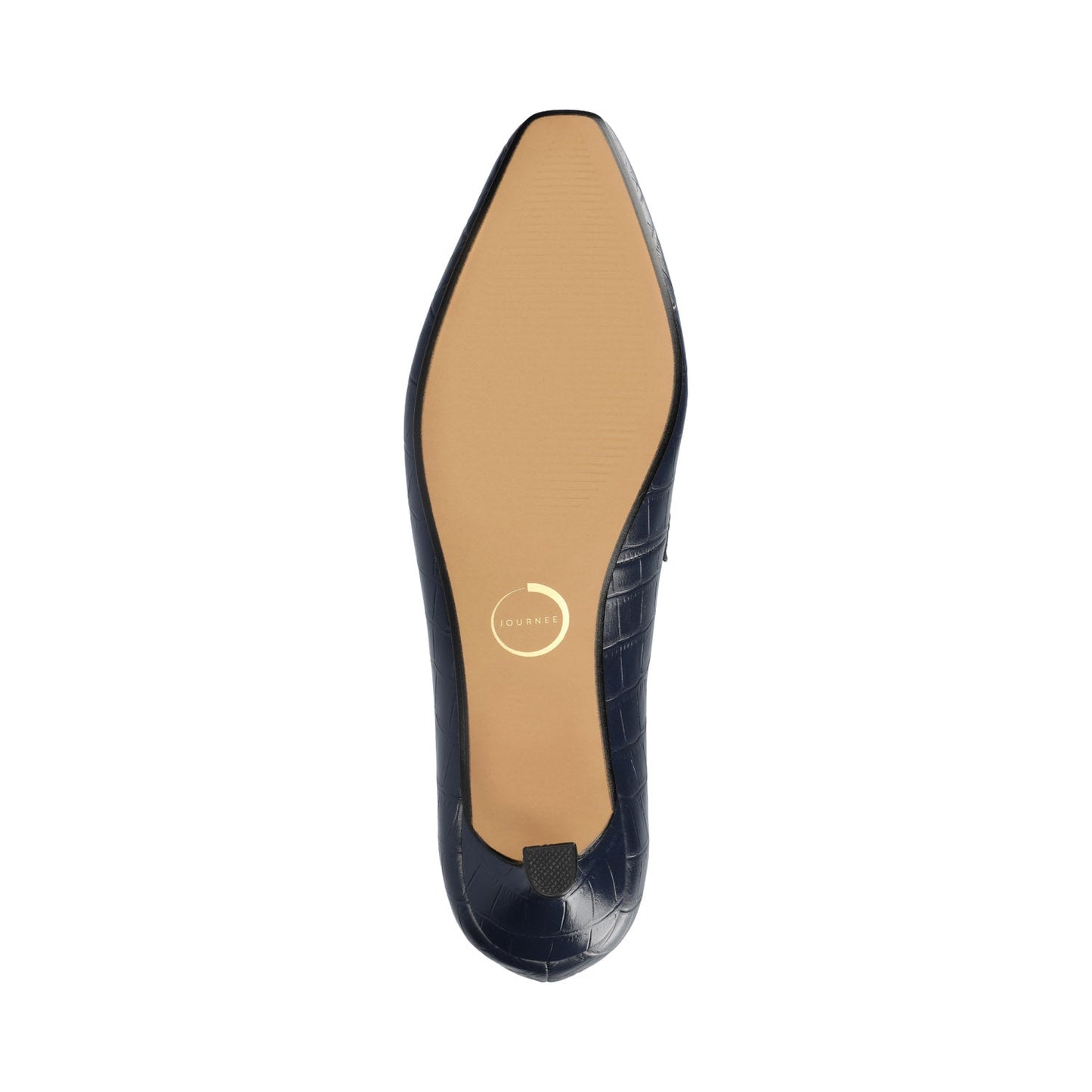 Journee CELINA KITTEN LOAFER HEELS IN CROCO STATEMENT - Navy Nubuck