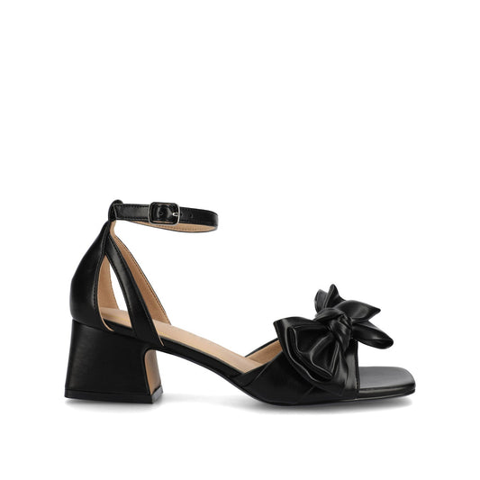 Journee ZEVI STRAPPY BLOCK HEELS IN VEGAN LEATHER - Black PU