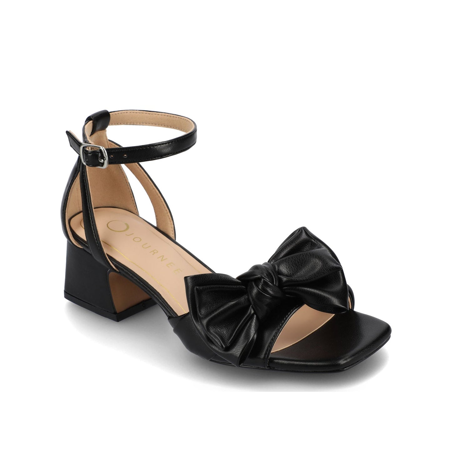 Journee ZEVI STRAPPY BLOCK HEELS IN VEGAN LEATHER - Black PU