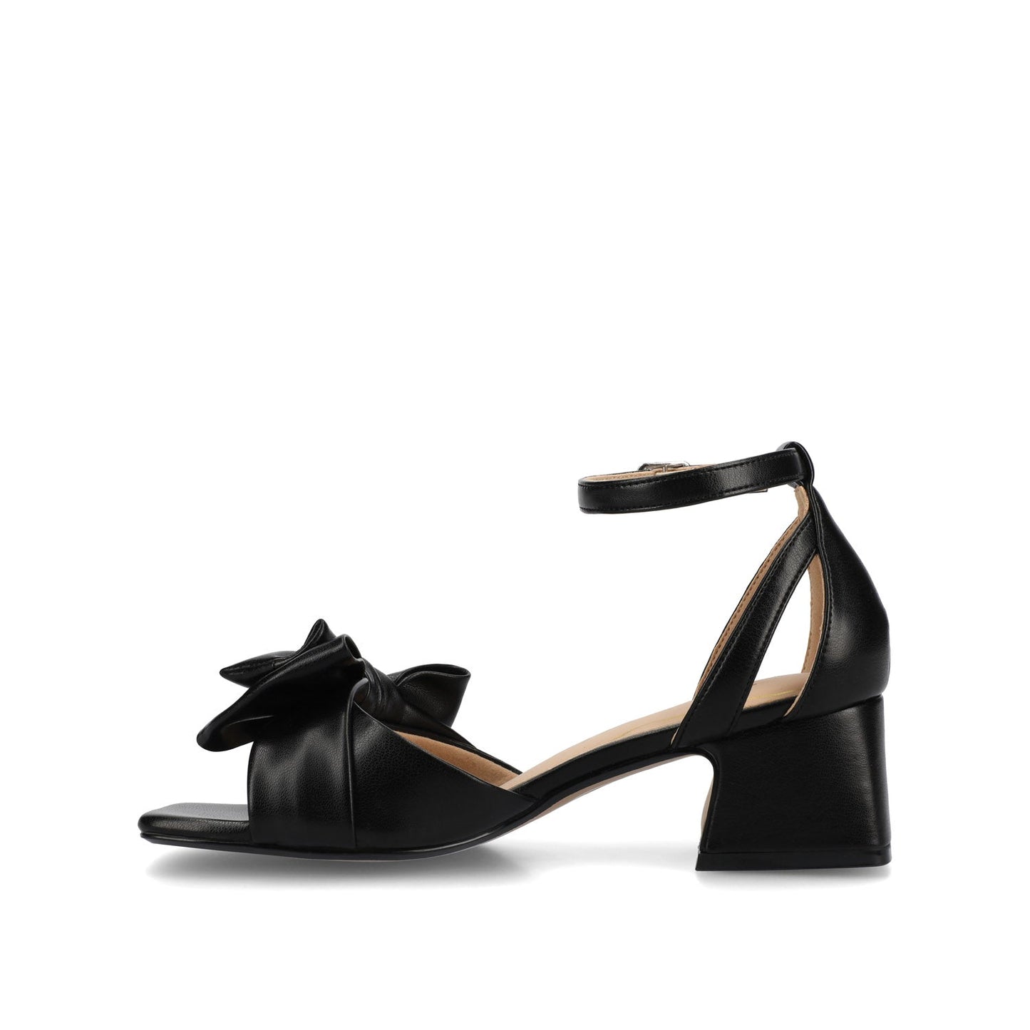 Journee ZEVI STRAPPY BLOCK HEELS IN VEGAN LEATHER - Black PU
