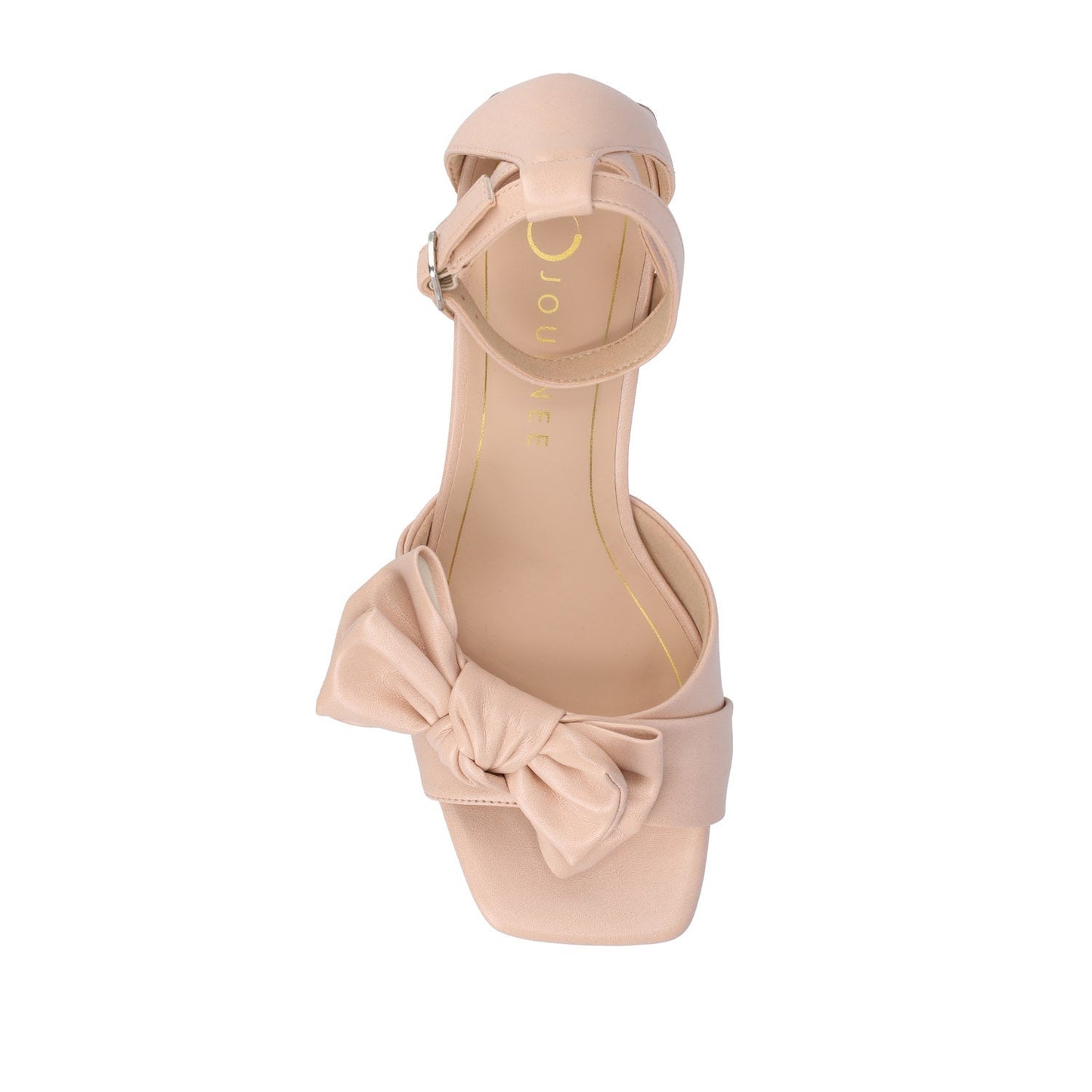 Journee ZEVI STRAPPY BLOCK HEELS IN VEGAN LEATHER - Blush PU