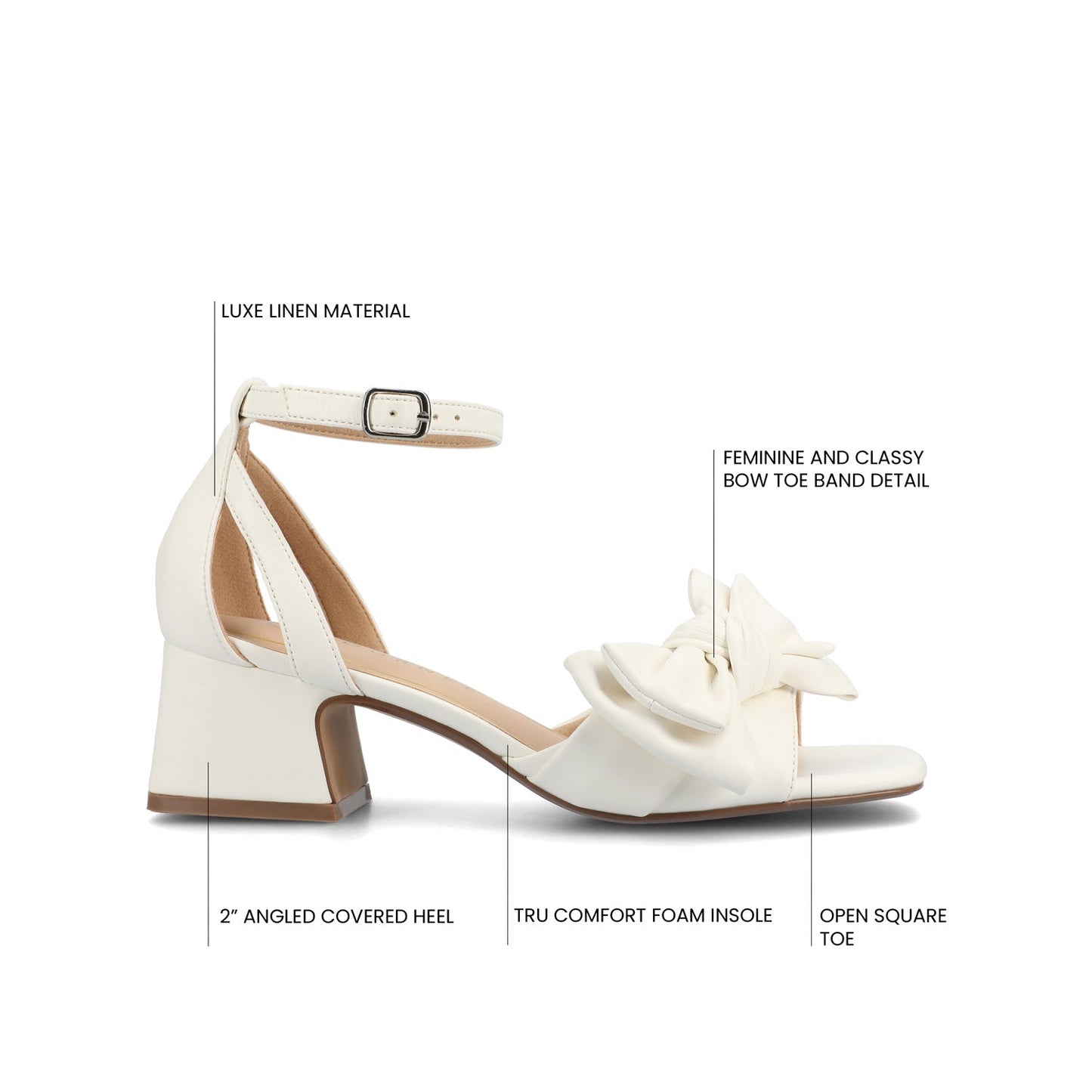 Journee ZEVI STRAPPY BLOCK HEELS IN VEGAN LEATHER - White PU
