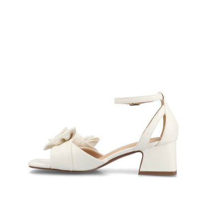 Journee ZEVI STRAPPY BLOCK HEELS IN VEGAN LEATHER - White PU