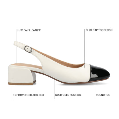 Journee SAMMIE BLOCK HEELS IN VEGAN LEATHER - White PU