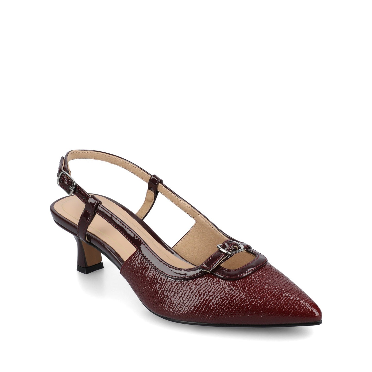 Journee PADMA KITTEN HEELS IN VEGAN LEATHER - Oxblood