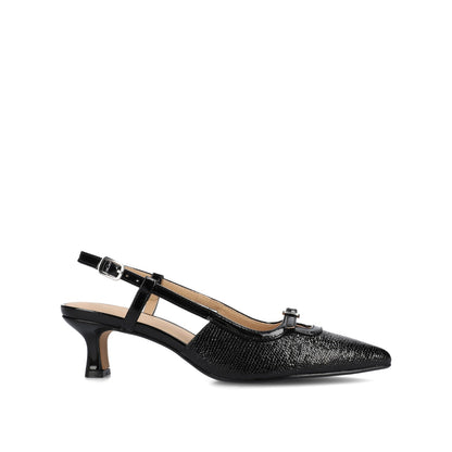 Journee PADMA KITTEN HEELS IN VEGAN LEATHER - Black Lizard