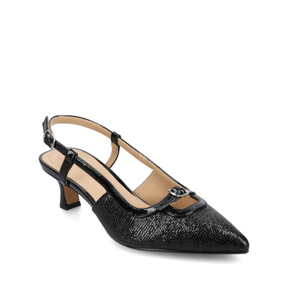Journee PADMA KITTEN HEELS IN VEGAN LEATHER - Black Lizard