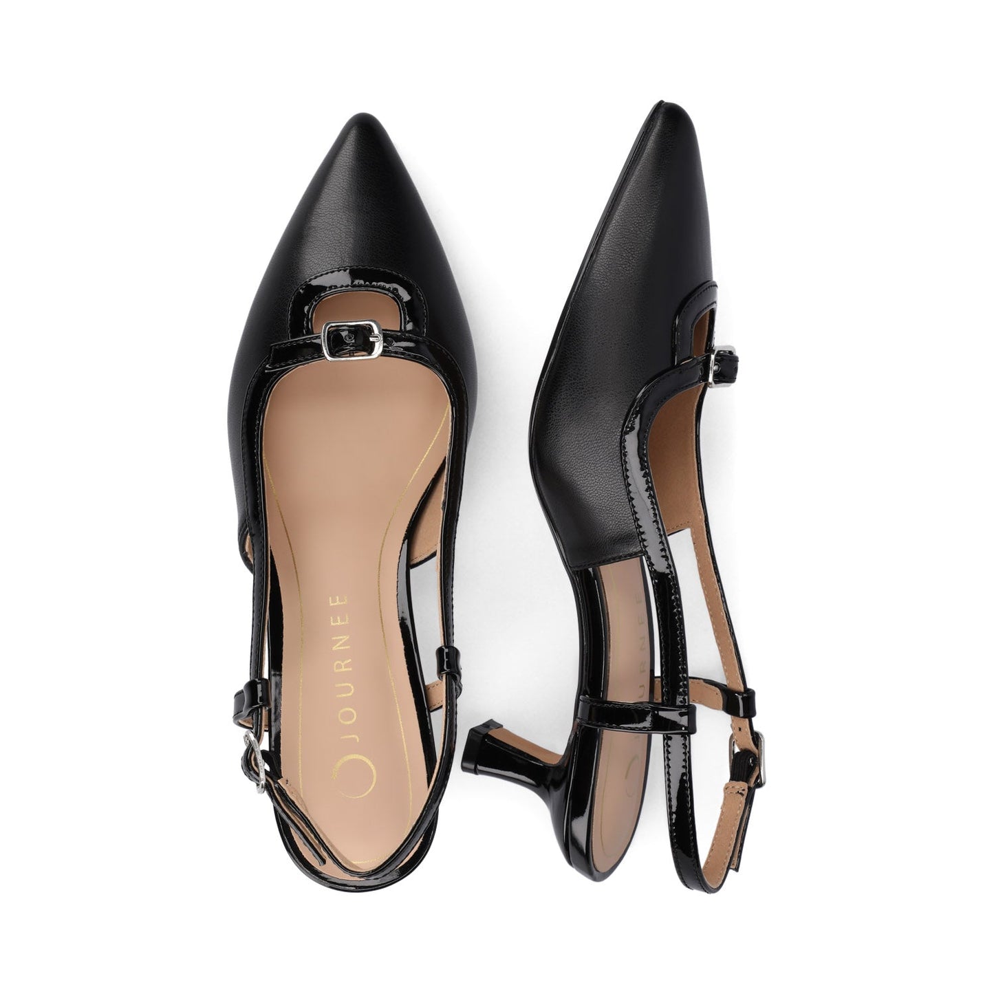 Journee PADMA KITTEN HEELS IN VEGAN LEATHER - Black PU