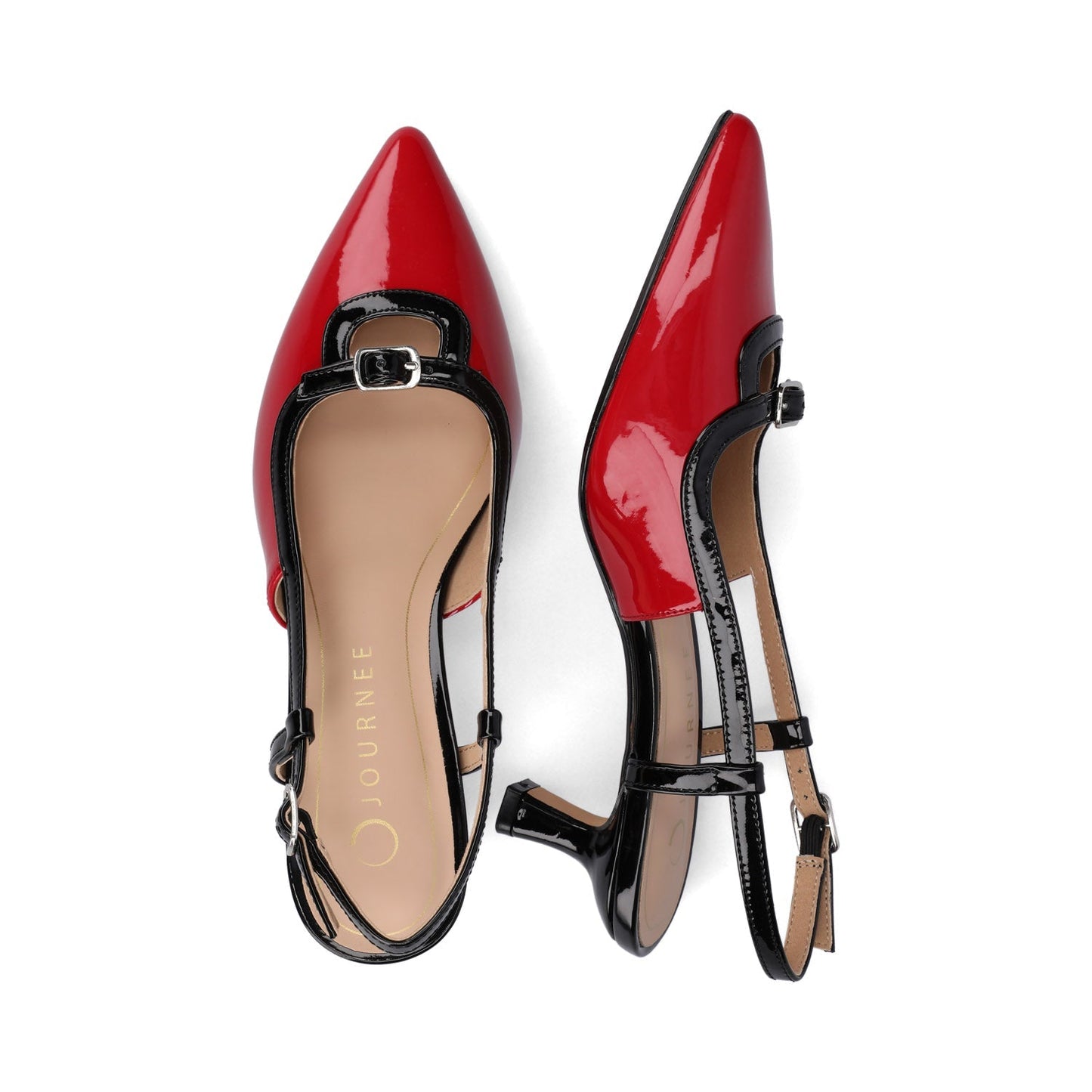Journee PADMA KITTEN HEELS IN VEGAN LEATHER - Red Patent