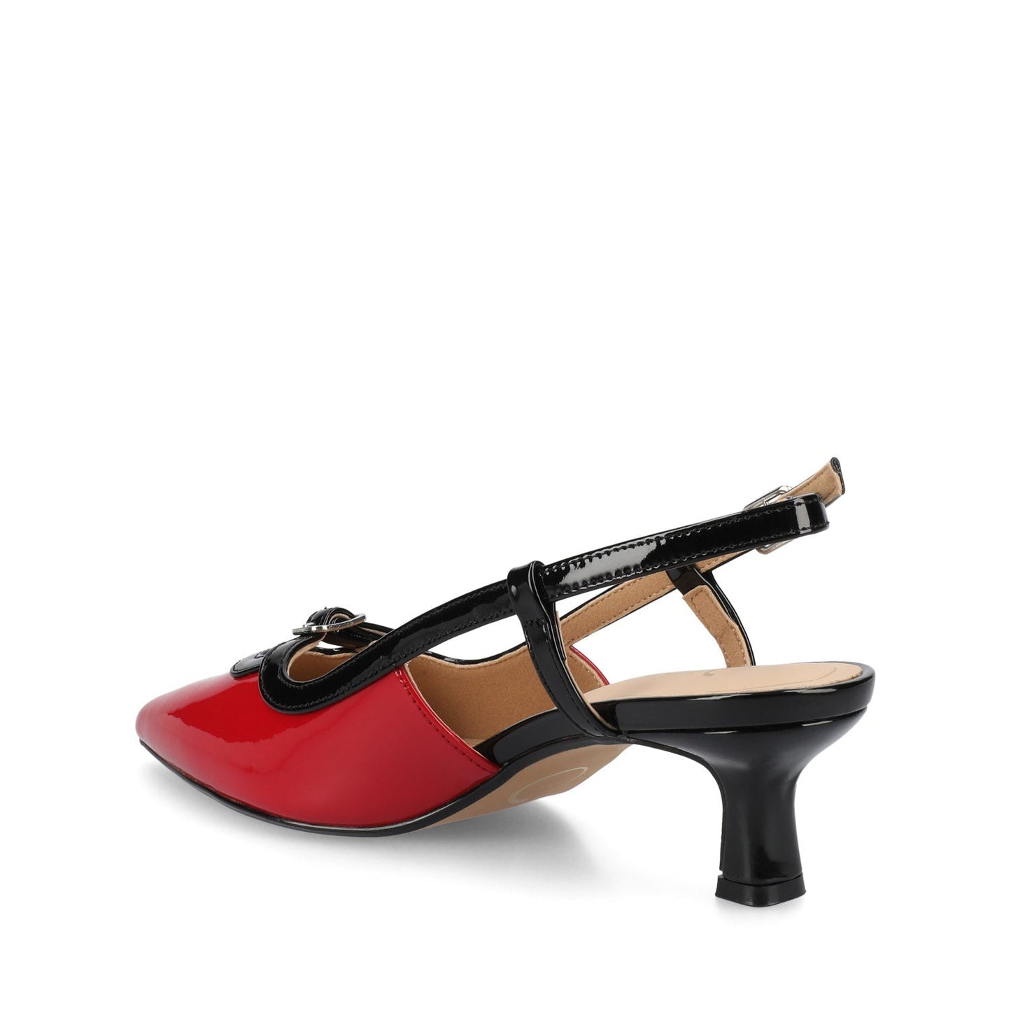Journee PADMA KITTEN HEELS IN VEGAN LEATHER - Red Patent