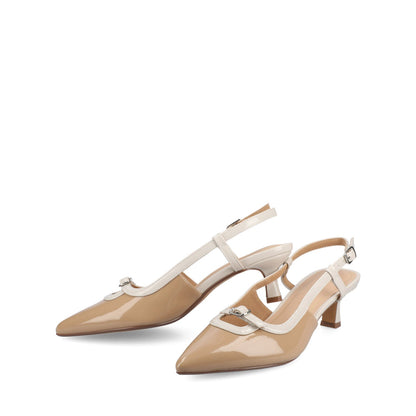 Journee PADMA KITTEN HEELS IN VEGAN LEATHER - Nude Patent
