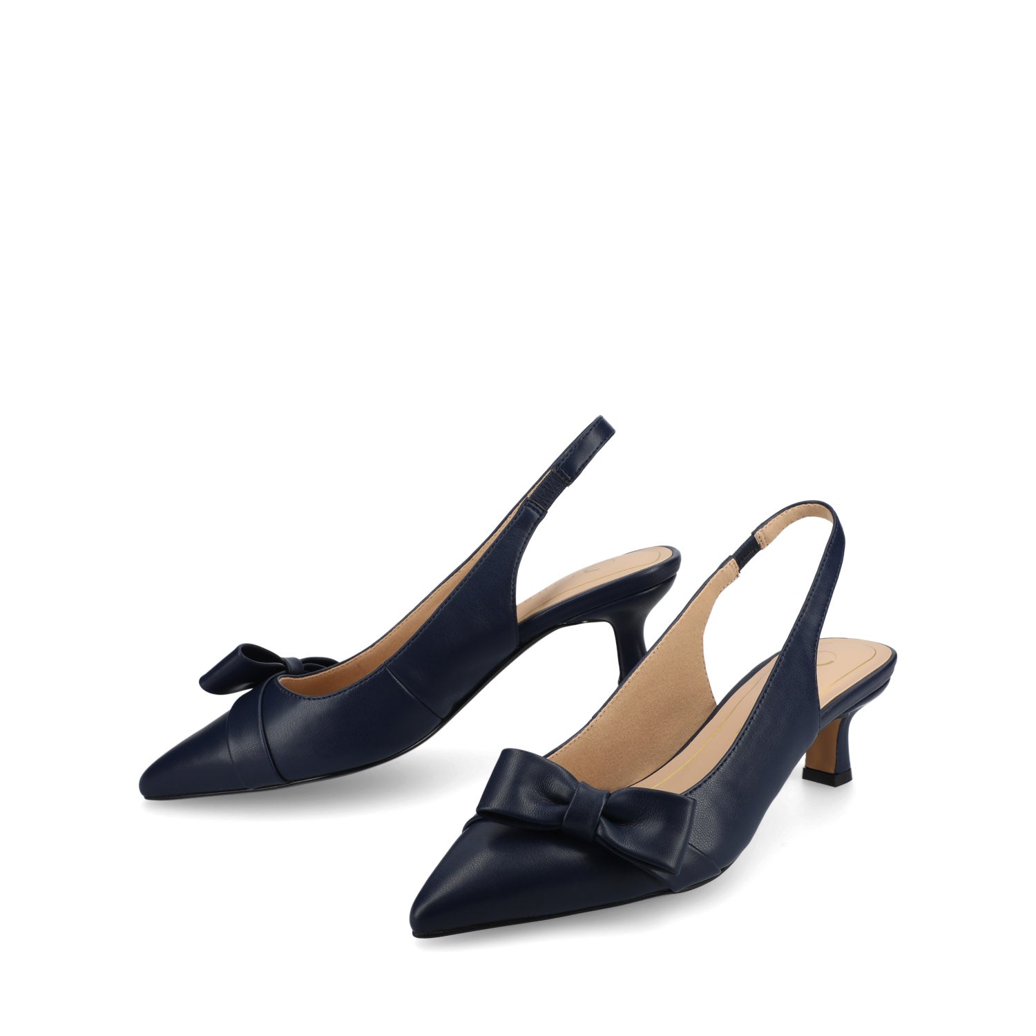 Journee PALOMA SLINGBACK KITTEN HEELS - Navy Nubuck
