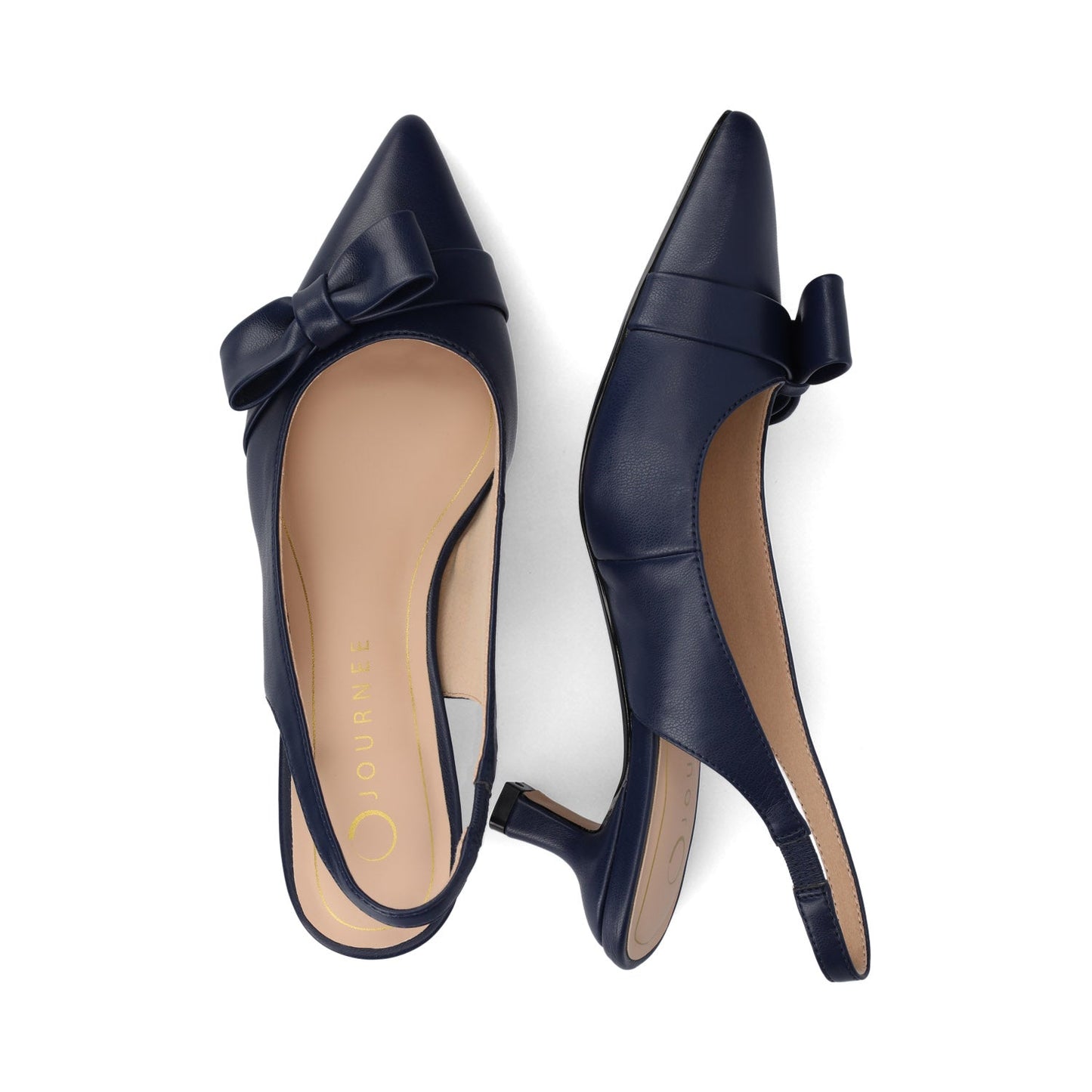 Journee PALOMA SLINGBACK KITTEN HEELS - Navy Nubuck