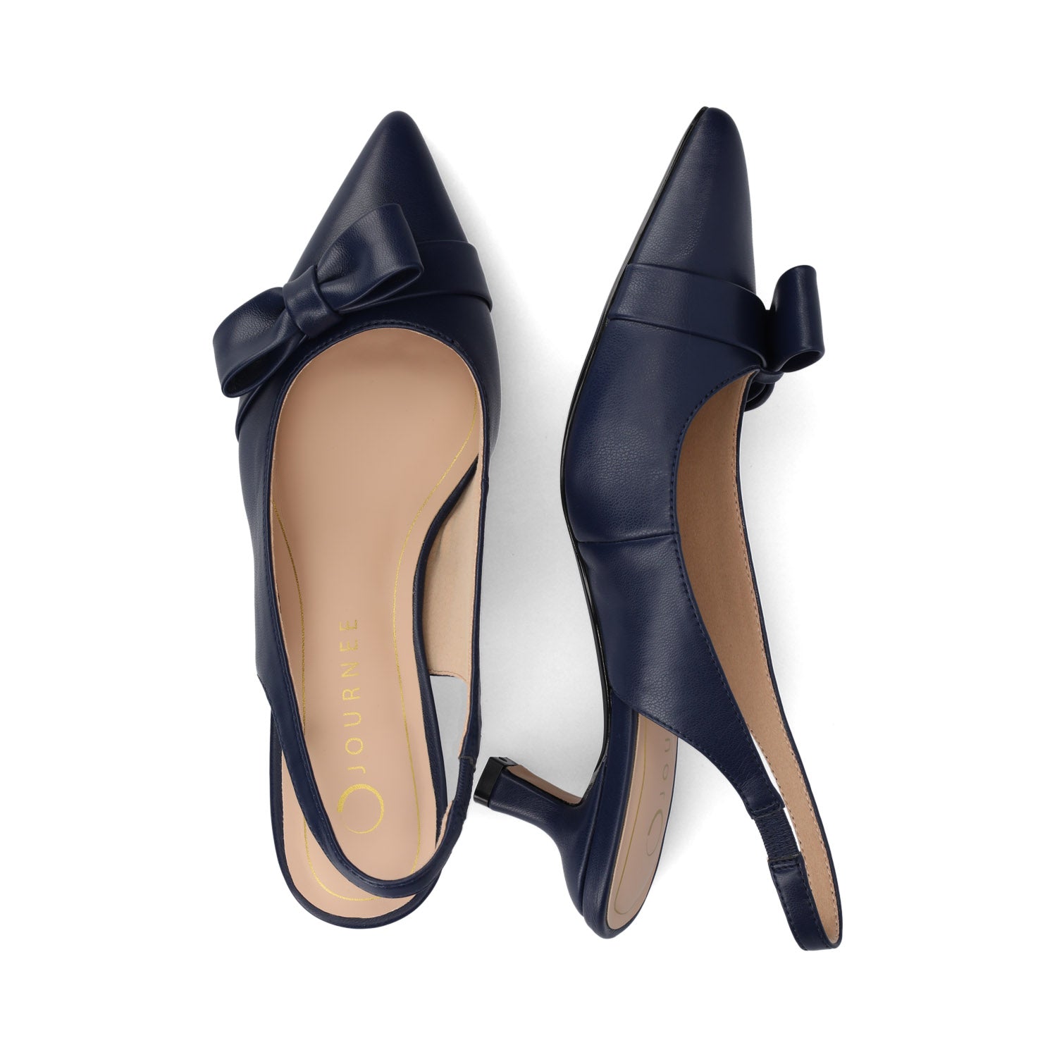 Journee PALOMA SLINGBACK KITTEN HEELS - Navy Nubuck