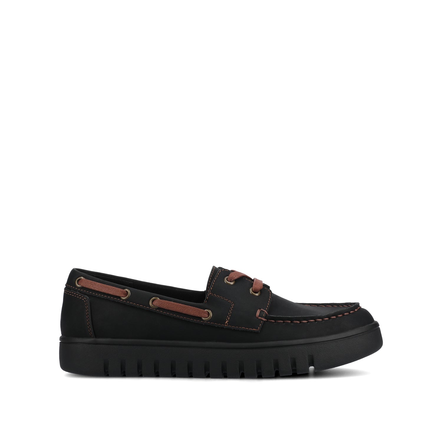 Journee MARION BOAT SHOE LOAFER - Black