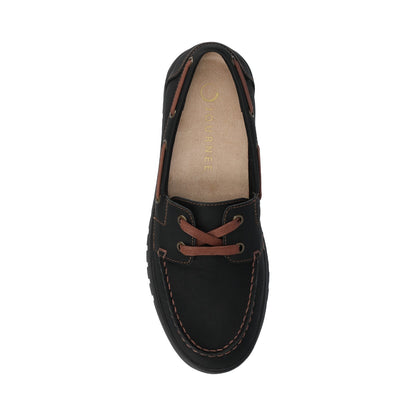 Journee MARION BOAT SHOE LOAFER - Black