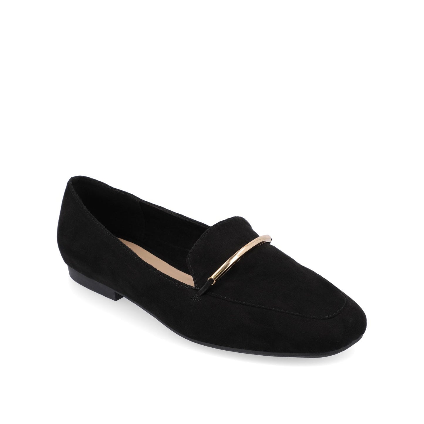 Journee WRENN LOAFER FLATS IN FAUX SUEDE - Black Faux Suede