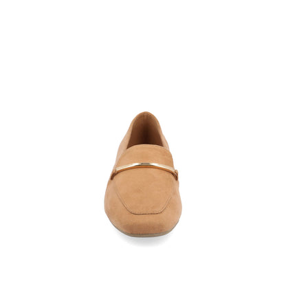 Journee WRENN LOAFER FLATS IN FAUX SUEDE - Tan Faux Suede