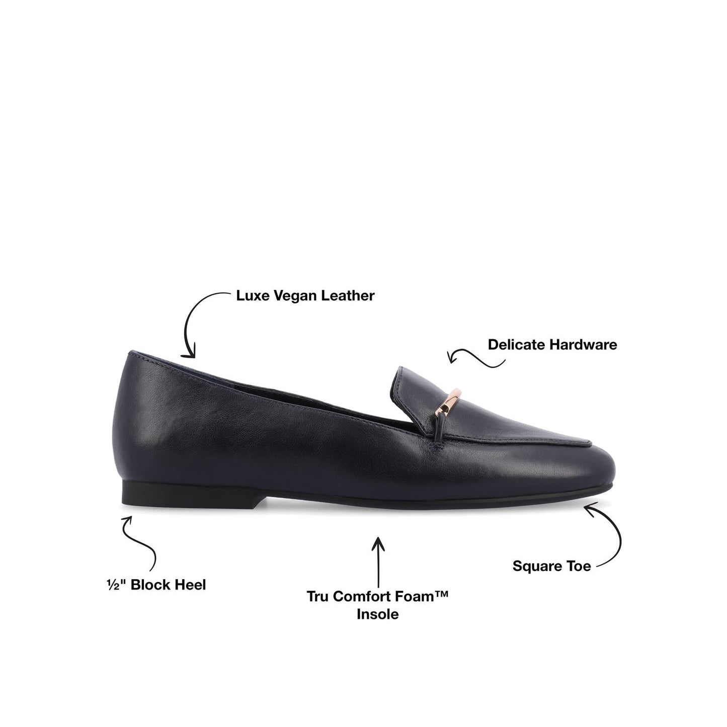 Journee WRENN LOAFER FLATS IN VEGAN LEATHER - Navy PU