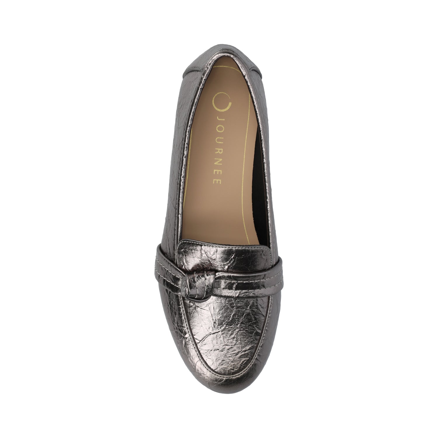 Journee MARCI LOAFER FLATS IN VEGAN LEATHER - Pewter Crinkle
