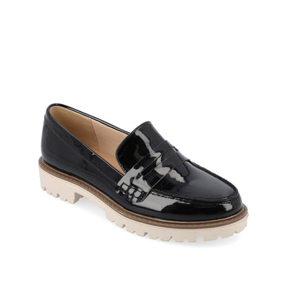 Journee KENLY LOAFER FLATS IN VEGAN LEATHER - Black Patent