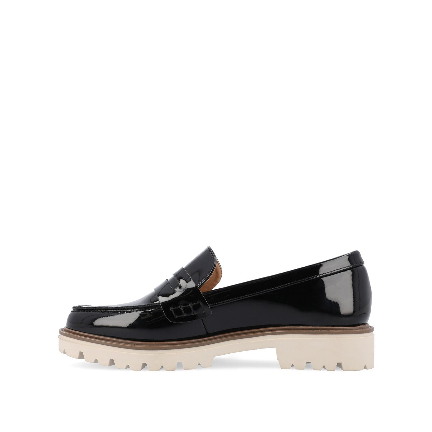 Journee KENLY LOAFER FLATS IN VEGAN LEATHER - Black Patent