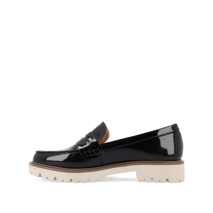 Journee KENLY LOAFER FLATS IN VEGAN LEATHER - Black Patent