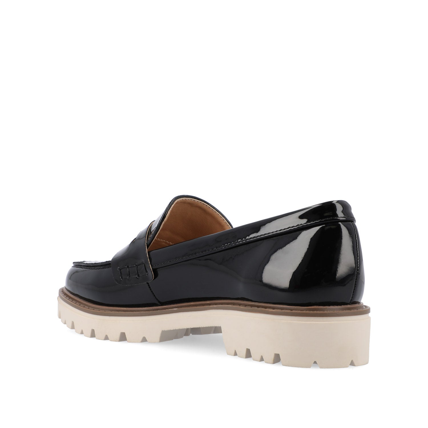 Journee KENLY LOAFER FLATS IN VEGAN LEATHER - Black Patent