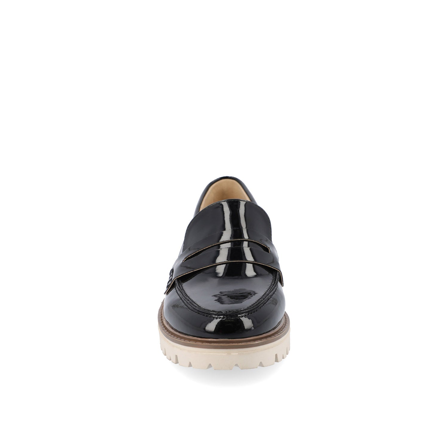Journee KENLY LOAFER FLATS IN VEGAN LEATHER - Black Patent