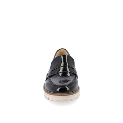 Journee KENLY LOAFER FLATS IN VEGAN LEATHER - Black Patent