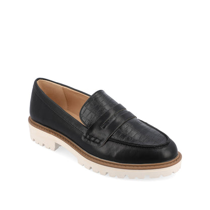 Journee KENLY LOAFER FLATS IN VEGAN LEATHER - Black PU