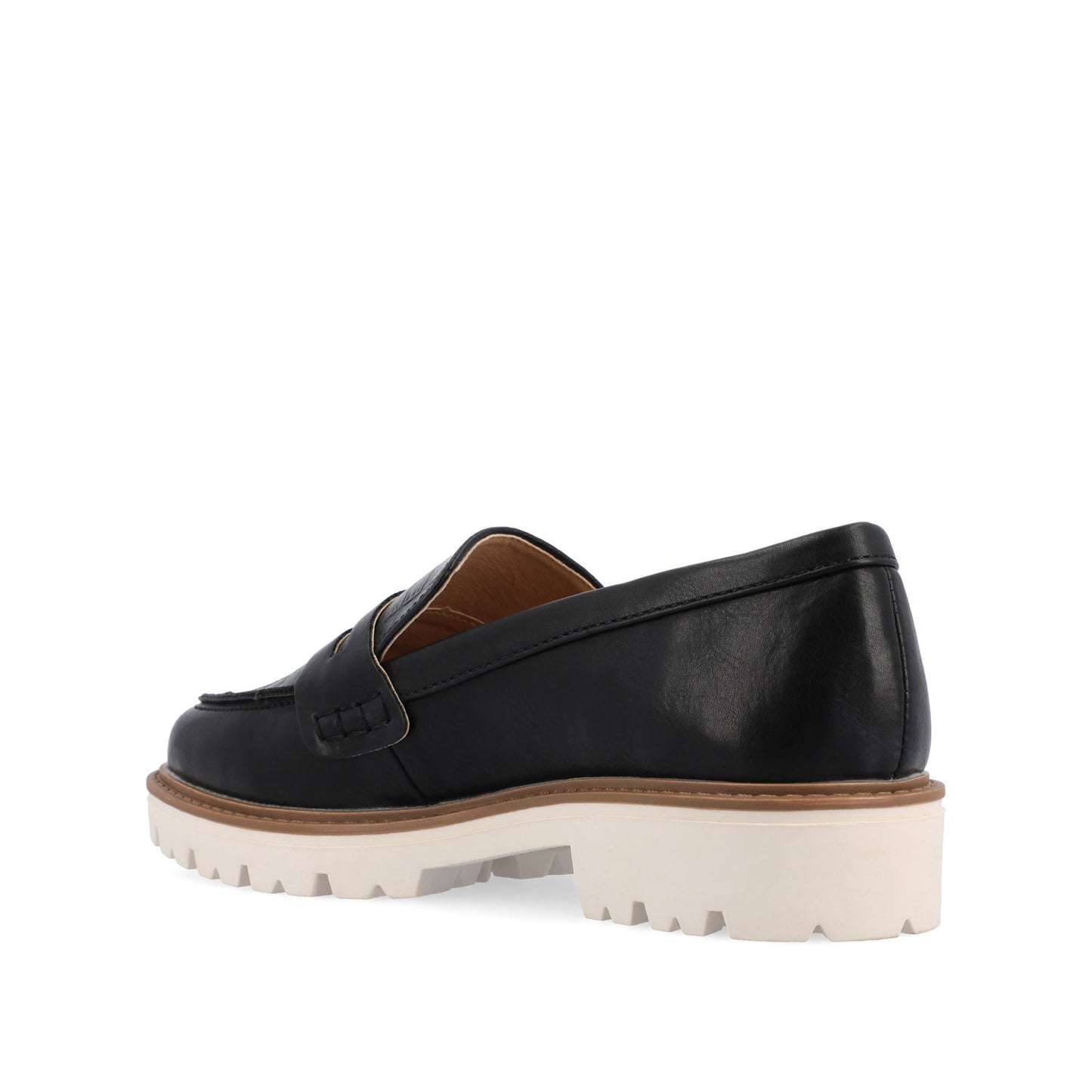 Journee KENLY LOAFER FLATS IN VEGAN LEATHER - Black PU