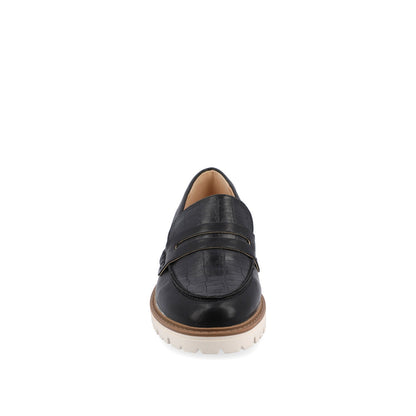 Journee KENLY LOAFER FLATS IN VEGAN LEATHER - Black PU