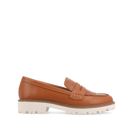 Journee KENLY LOAFER FLATS IN VEGAN LEATHER - Tan PU