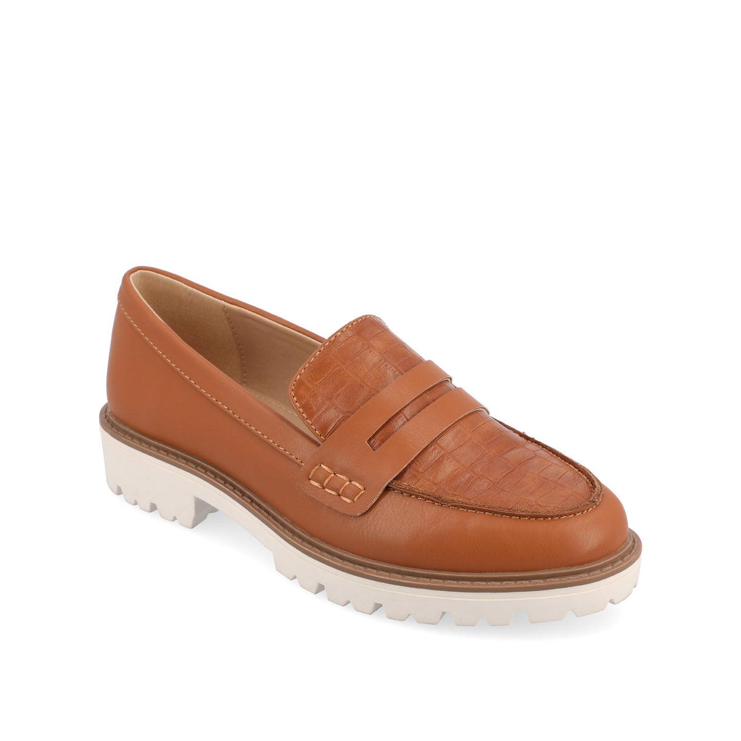 Journee KENLY LOAFER FLATS IN VEGAN LEATHER - Tan PU
