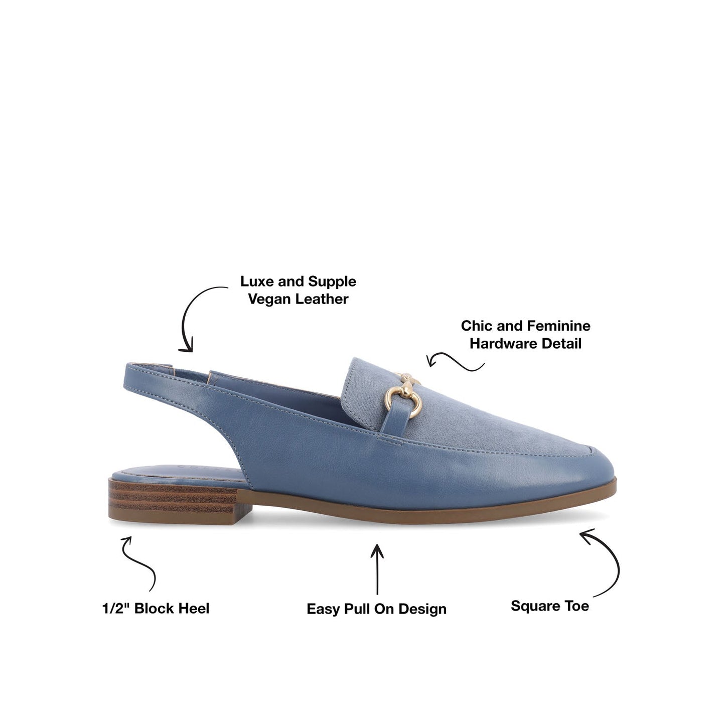 Journee LAINEY LOAFER FLATS IN VEGAN LEATHER - Blue