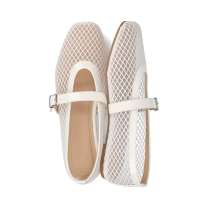 Journee CASHA MARY JANE FLATS IN MESH - White Mesh