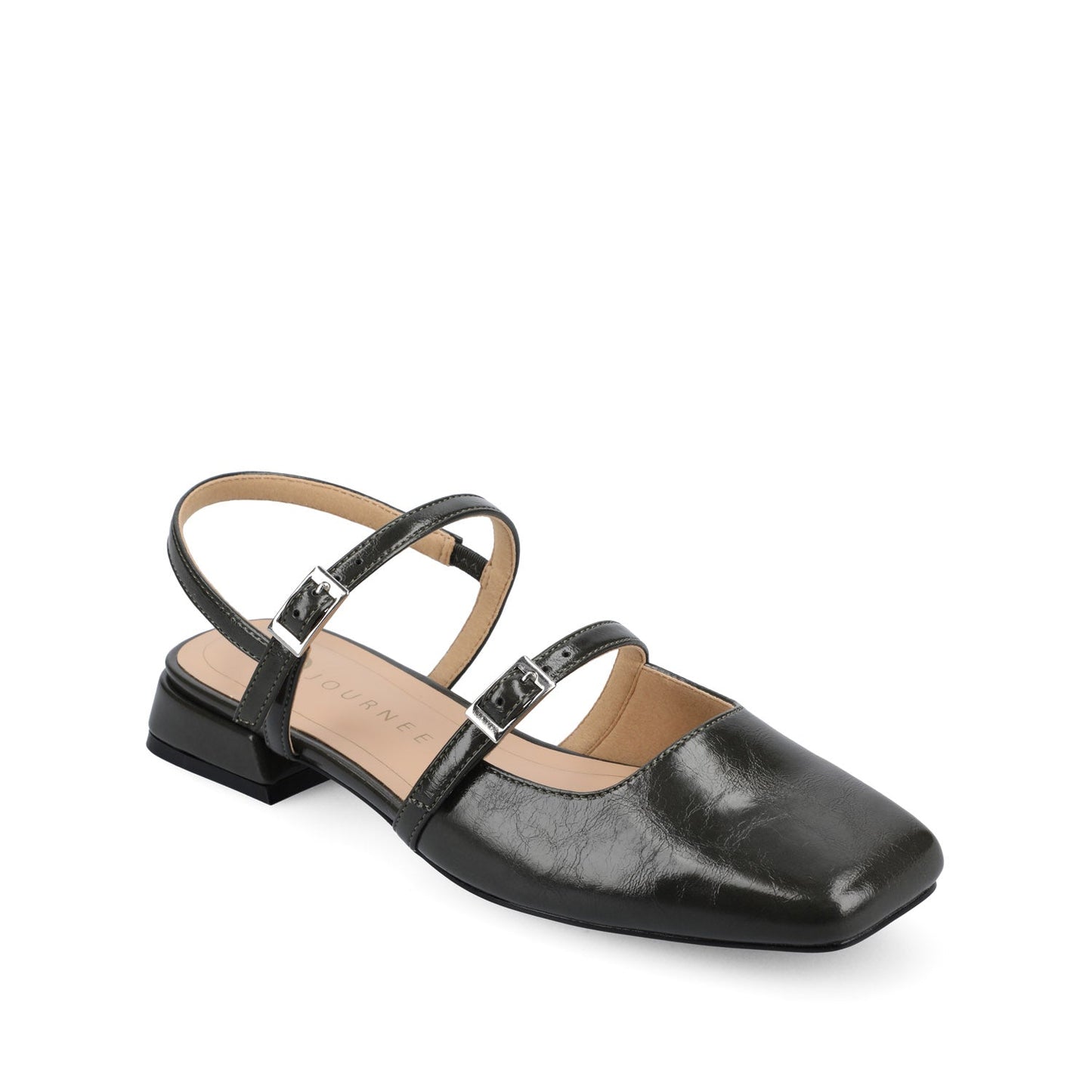 Journee GRETCHENN HEELED FLATS IN VEGAN LEATHER - Olive
