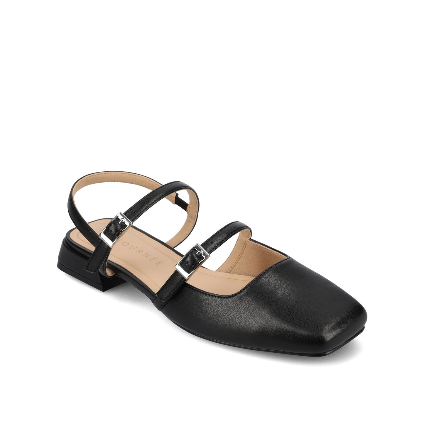 Journee GRETCHENN HEELED FLATS IN VEGAN LEATHER - Black PU