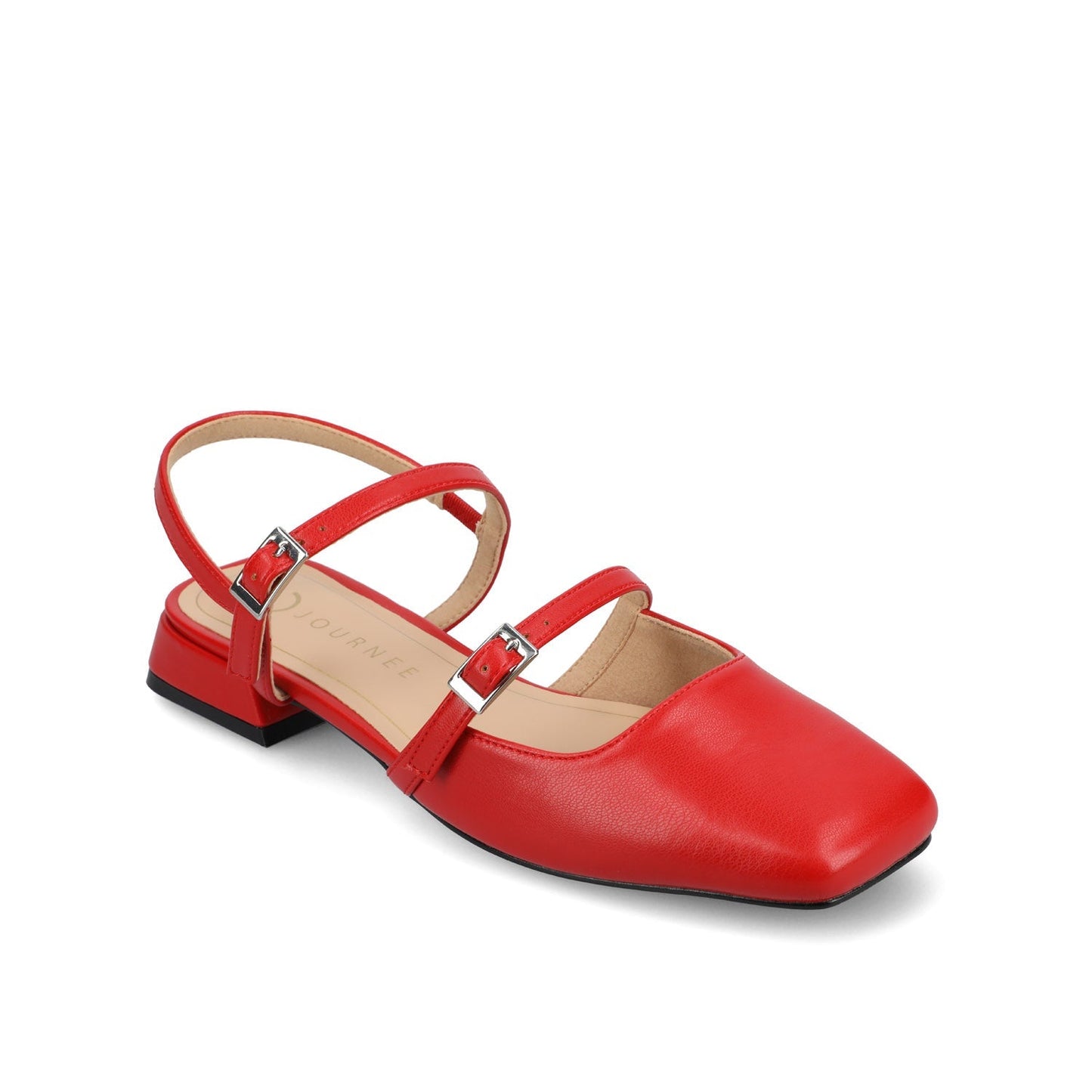 Journee GRETCHENN HEELED FLATS IN VEGAN LEATHER - Red PU